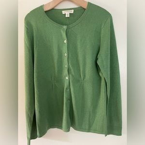 Coldwater Creek long sleeve, green, silk/cotton sweater, size M. Vintage.